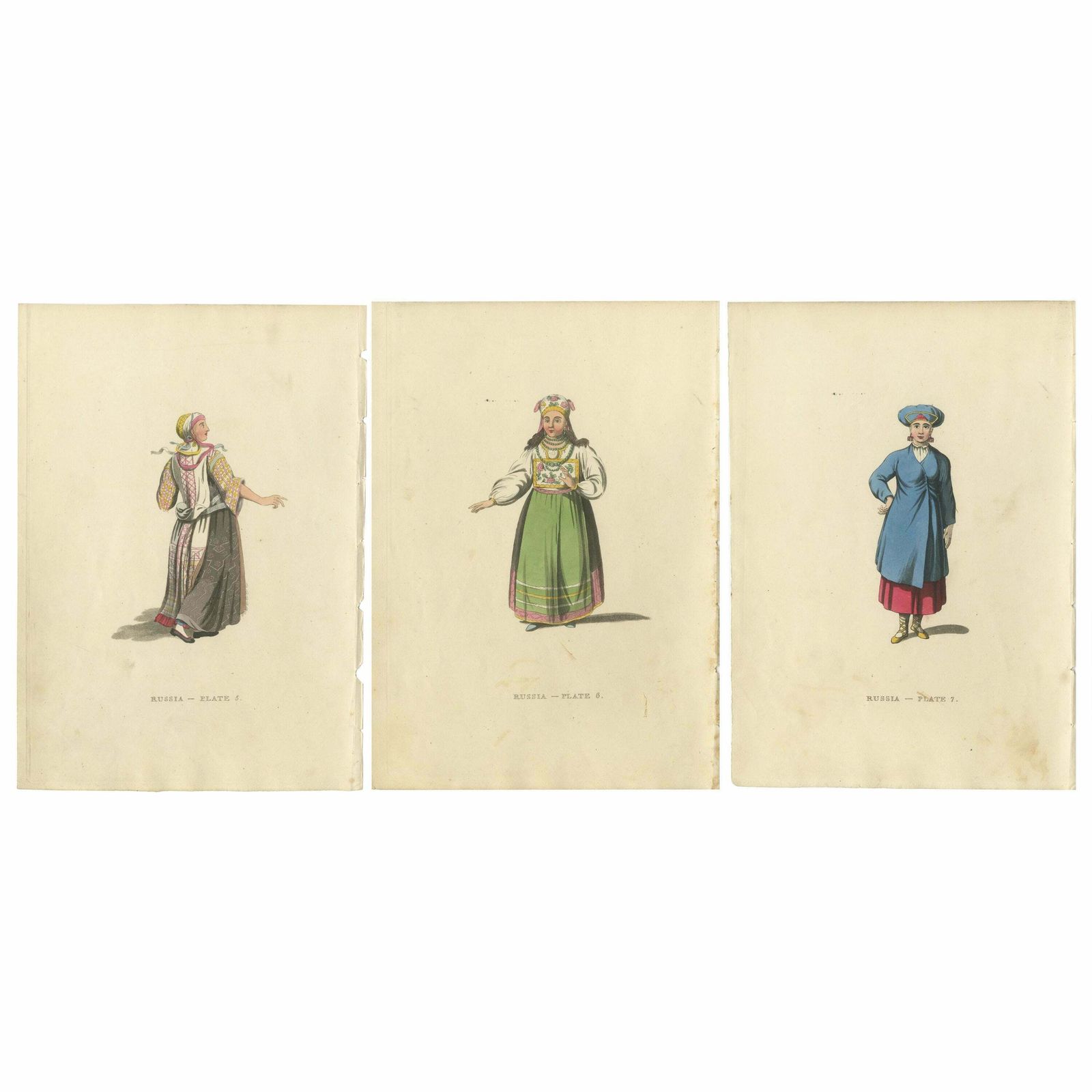 Traditional Attires Of Finnish, Estonian And Angria Women In Former Russia, 1814