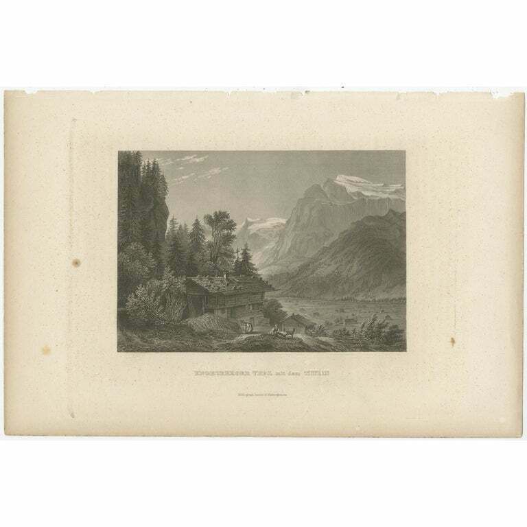 Antique Print Of The Engelberg Valley In Switzerland, C.1860 photo furniture