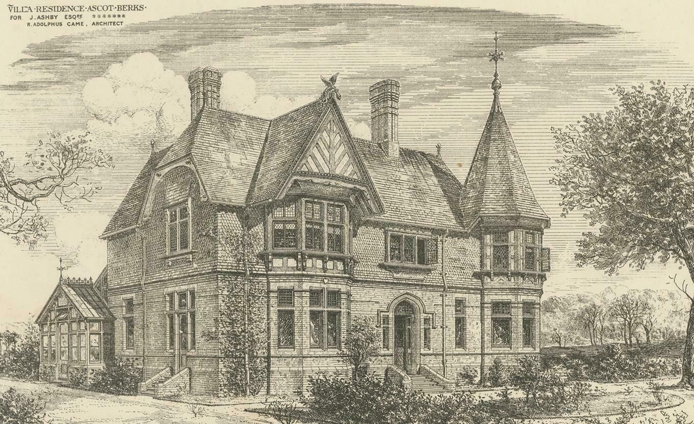 Antique Print Of A Villa Residence In Ascot '1879' photo for sale