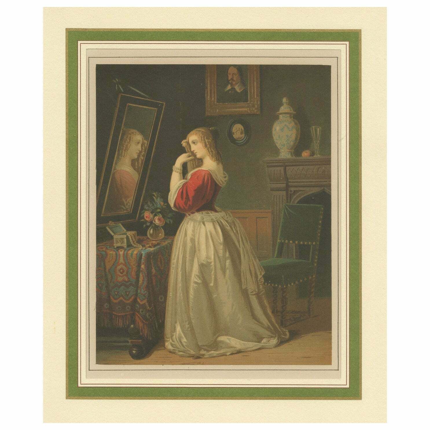 Antique Print Of Feminine Rituals: The Toilette In Victorian Art, Circa 1880