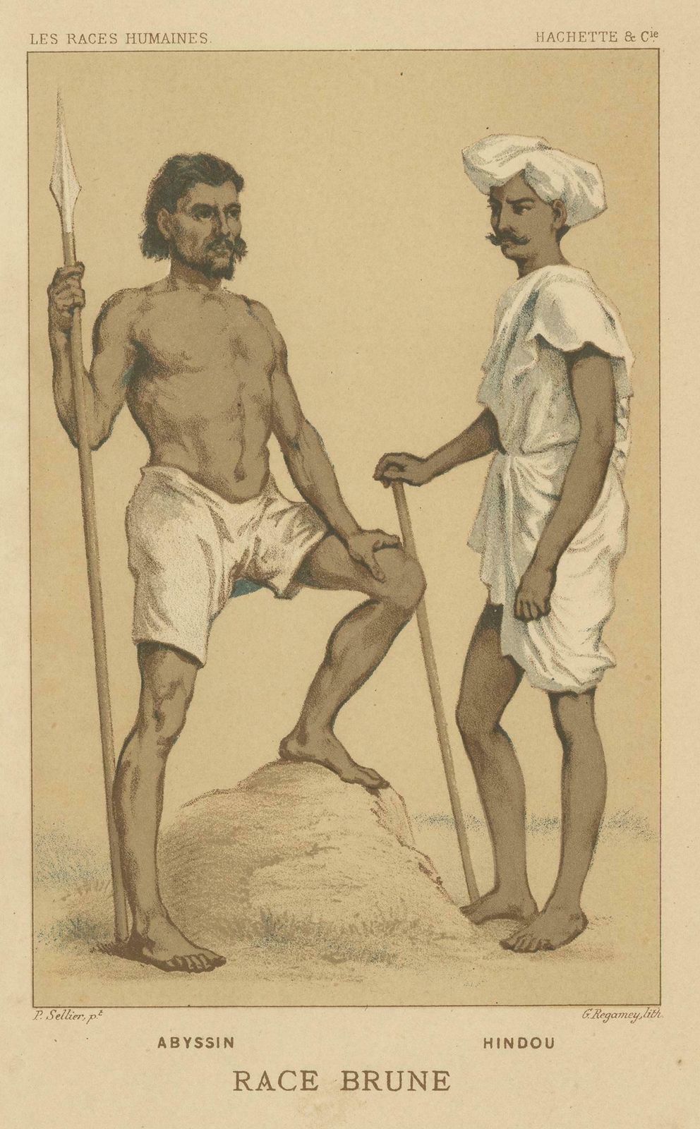 Antique Print Of A Native From Abyssinia And A Hindu, 1872 photo for sale