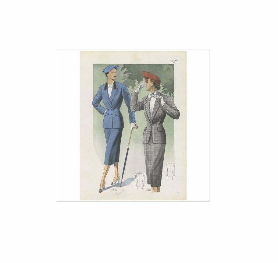Vintage Fashion Print 'Pl. 14209' Published In Ladies Styles, 1951 photo Art