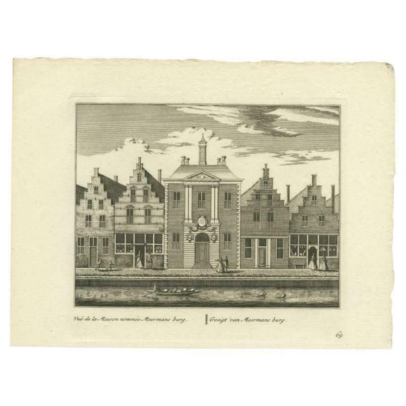 Antique Print Of The 'Meermansburg' Court Of Leiden, C.1800