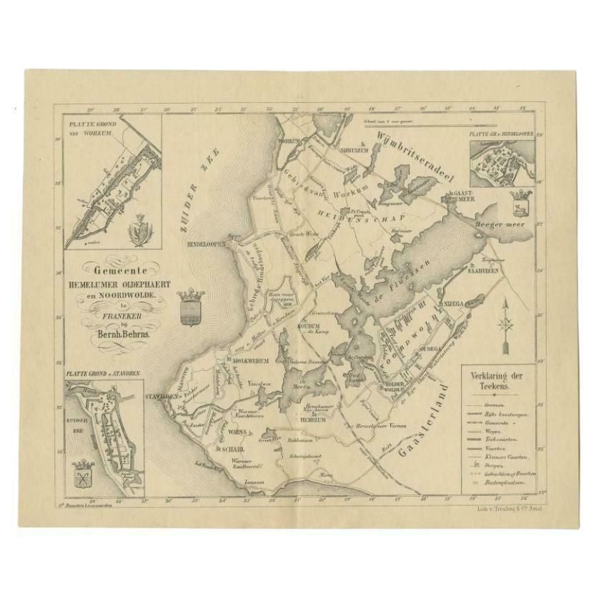 Antique Map Of The Hemelumer Oldeferd Township By Behrns, 1861