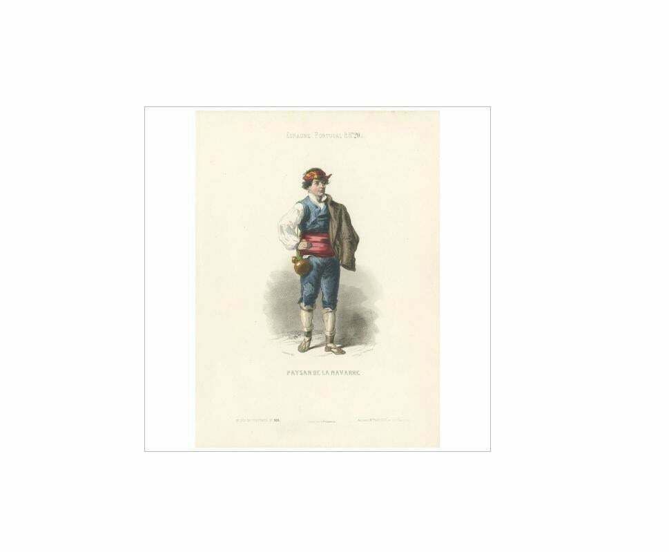 Antique Print Of An Inhabitant Of Navarre 'Spain' By Geoffrey, Circa 1850 photo for sale
