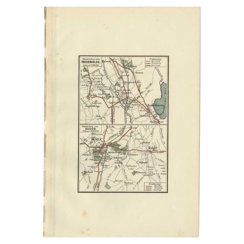 Antique Map Of The Region Of Paterwolde And Assen By Craandijk, 1884