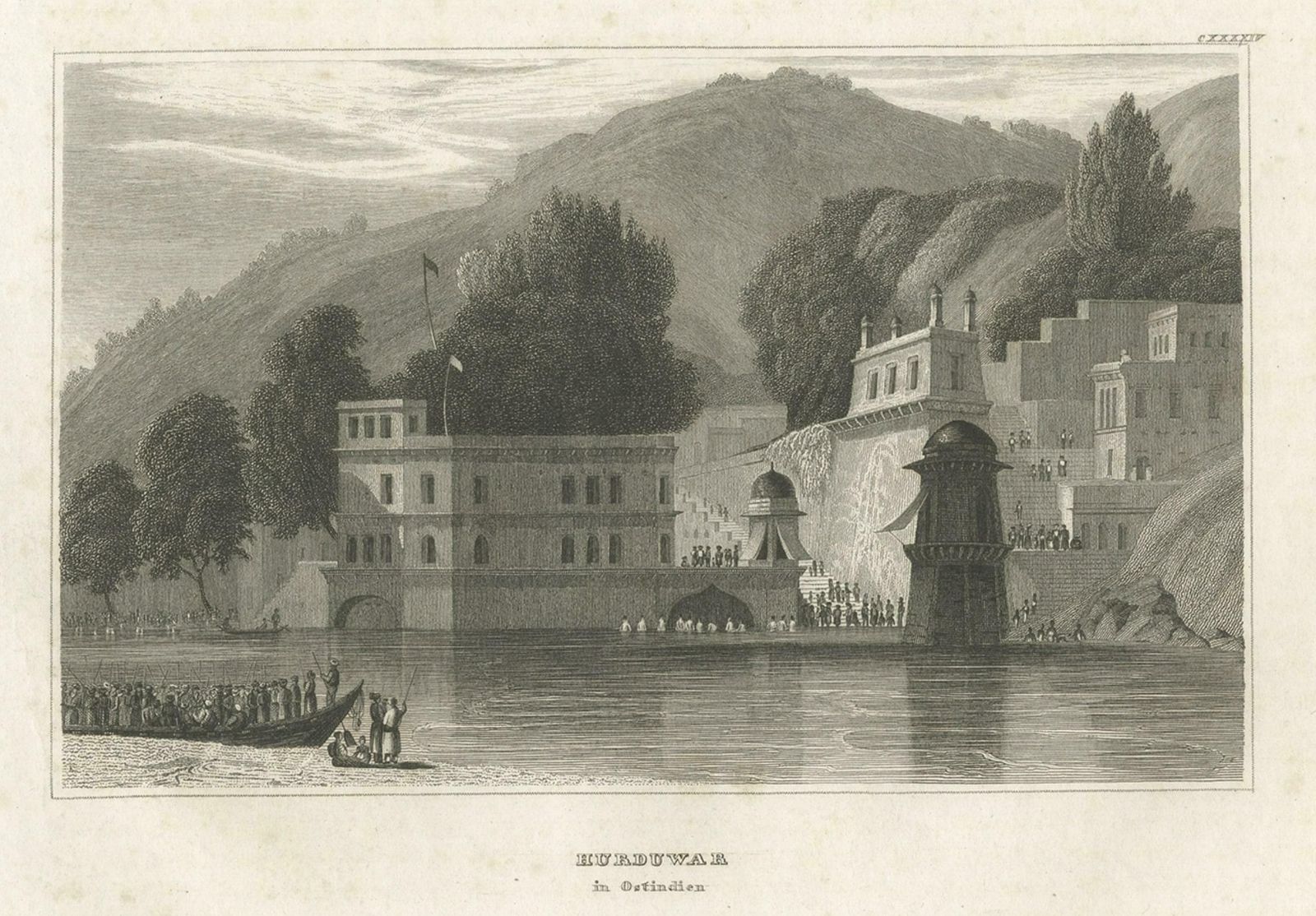 Antique Print Of Haridwar City In Uttarakhand, India, 1837 photo for sale