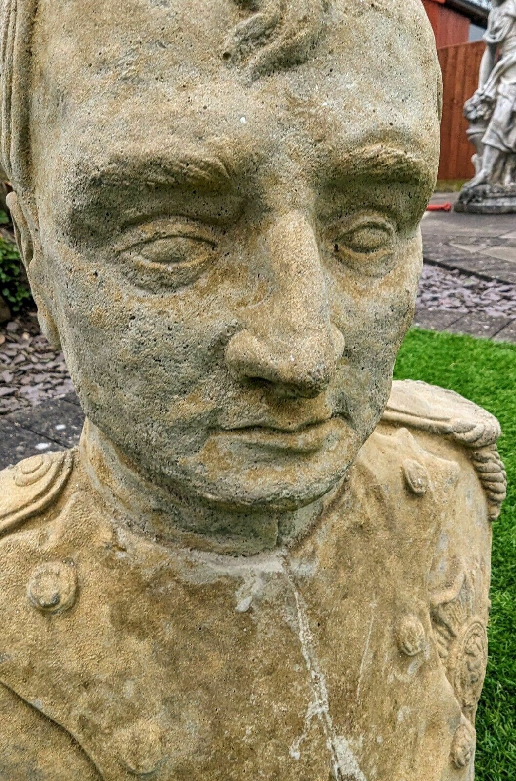 Garden Decor Vintage Napoleon Bonapartegarden Bust Ornemant English Stone 0200. photo