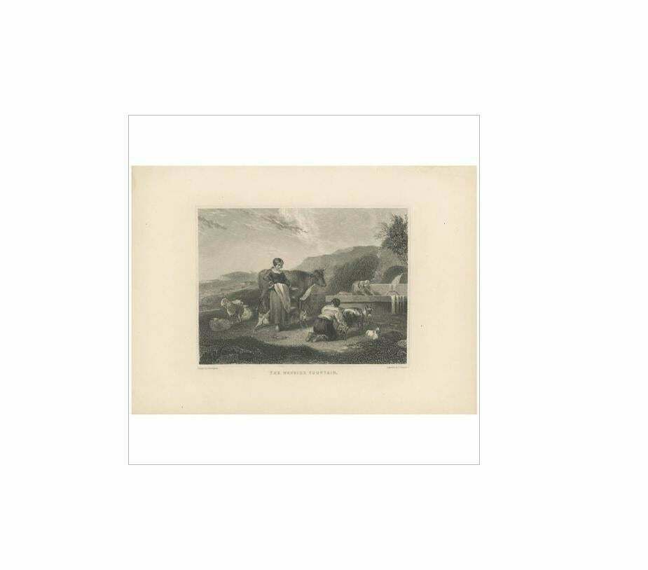 Antique Print Of The Wayside Fountain By F. Humphrys, Circa 1880 photo Art
