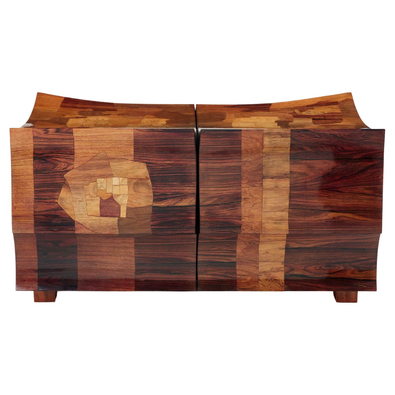 Michel Lefevre Veneer Marquetry Cabinet Bar Chest 1960