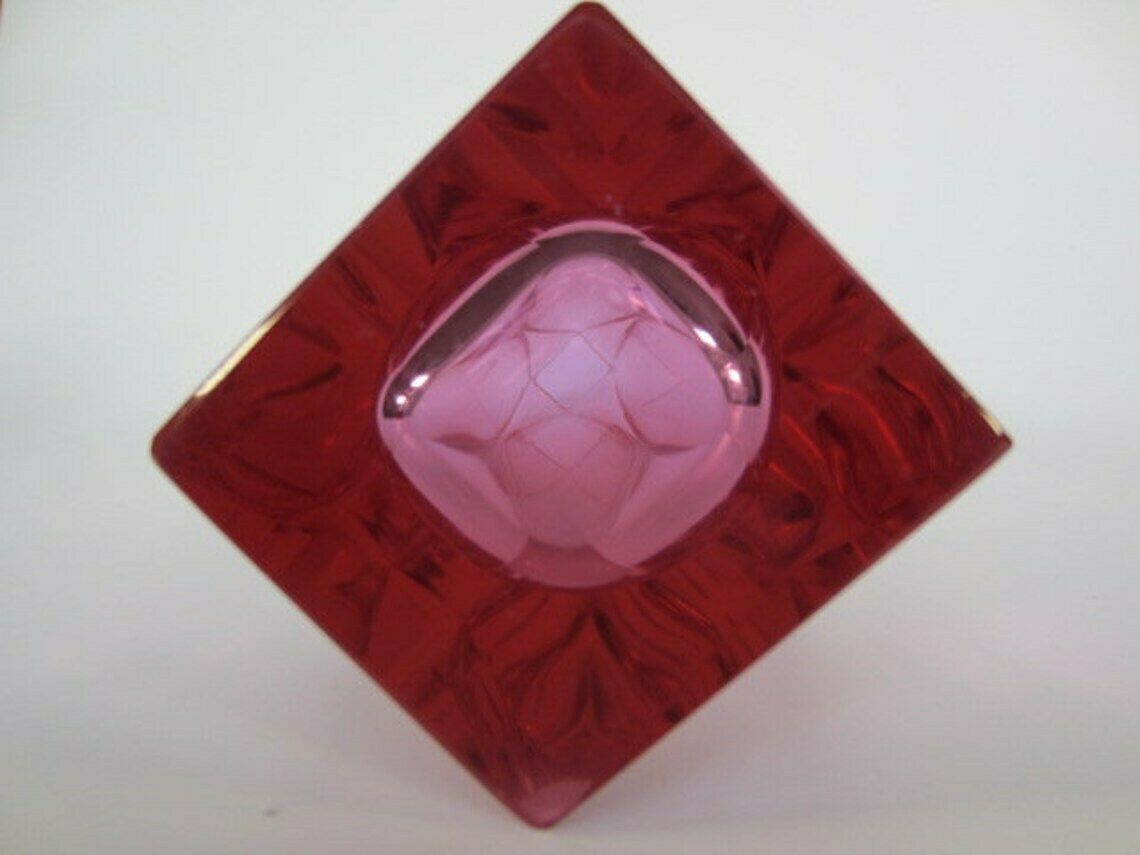 Murano Diamond Facet Pink Alexandrite Vase Mid Century Art Glass photo buy