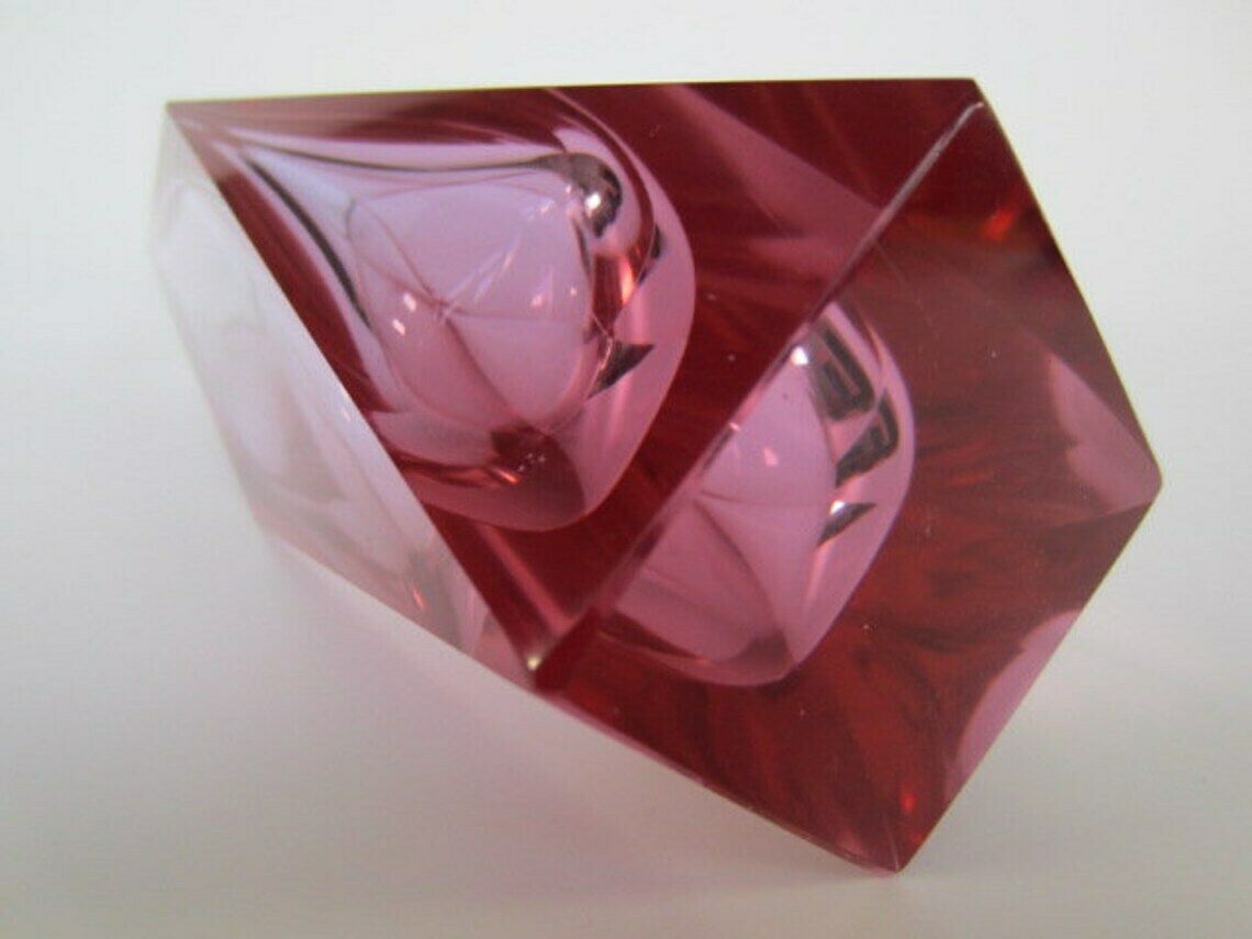 photo for sale Murano Diamond Facet Pink Alexandrite Vase Mid Century Art Glass