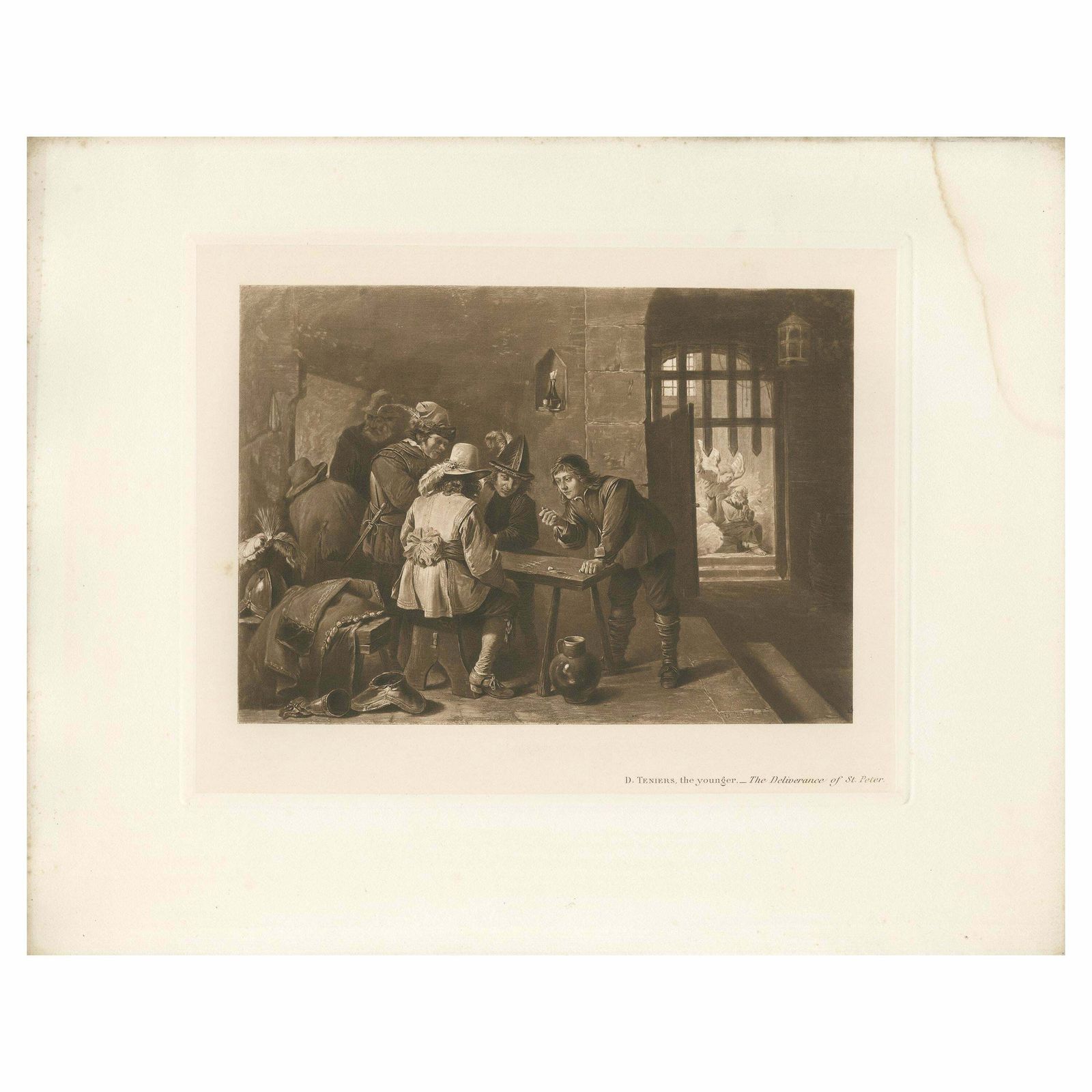 Antique Print Of 'The Deliverance Of St. Peter' Made After D. Teniers (1902)