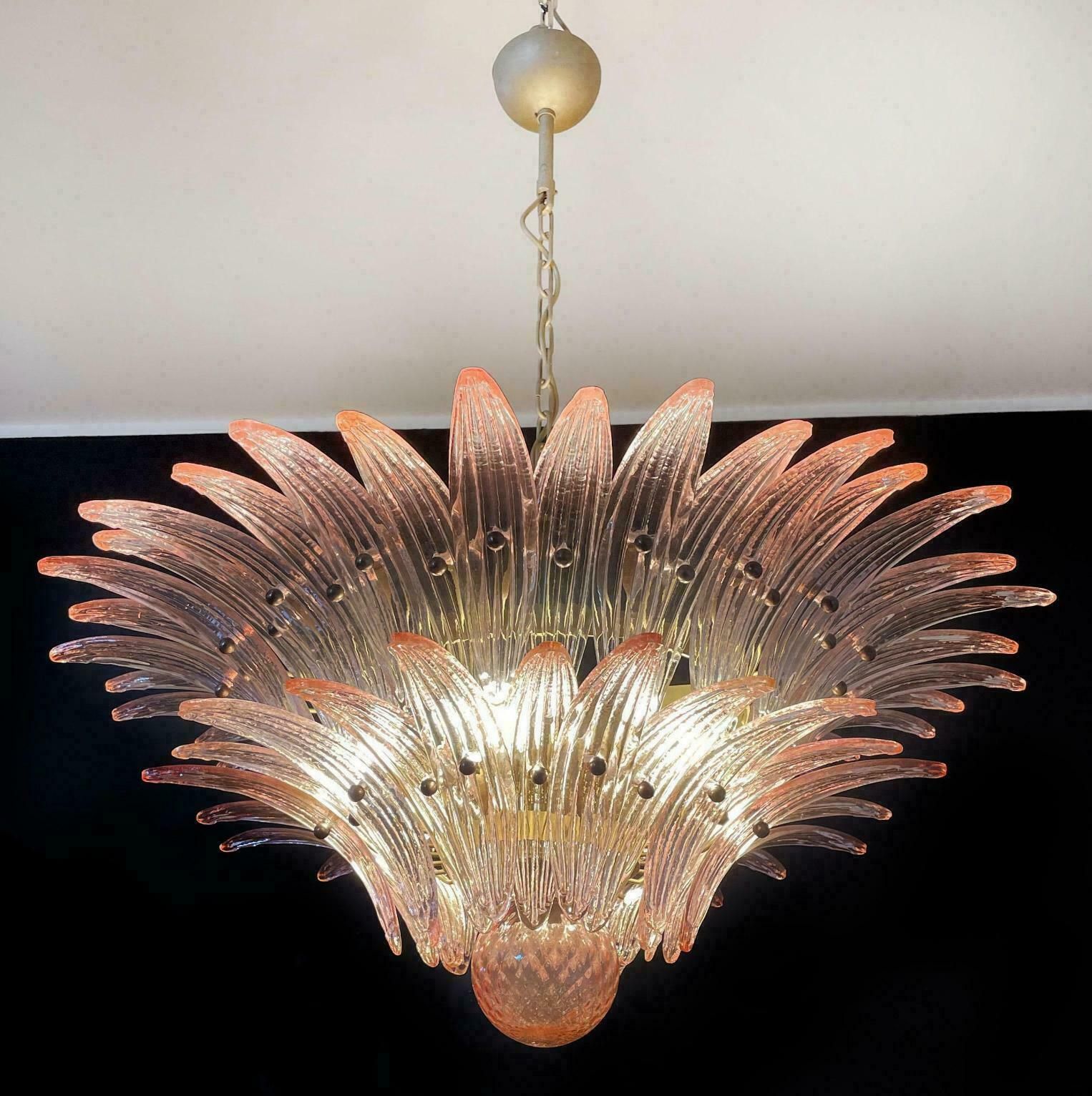 Italian Pink Leaves Chandelier, Murano photo for sale