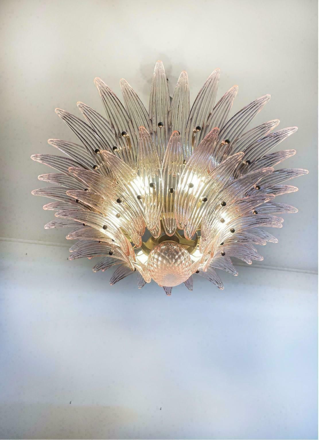 Italian Pink Leaves Chandelier, Murano photo buy