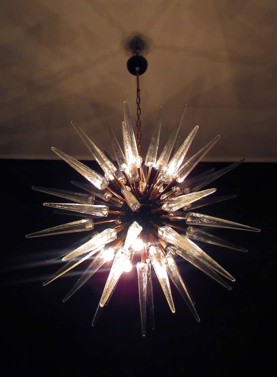 2181.0 Exceptional Pair Of Glass Sputnik Chandeliers, Murano photo