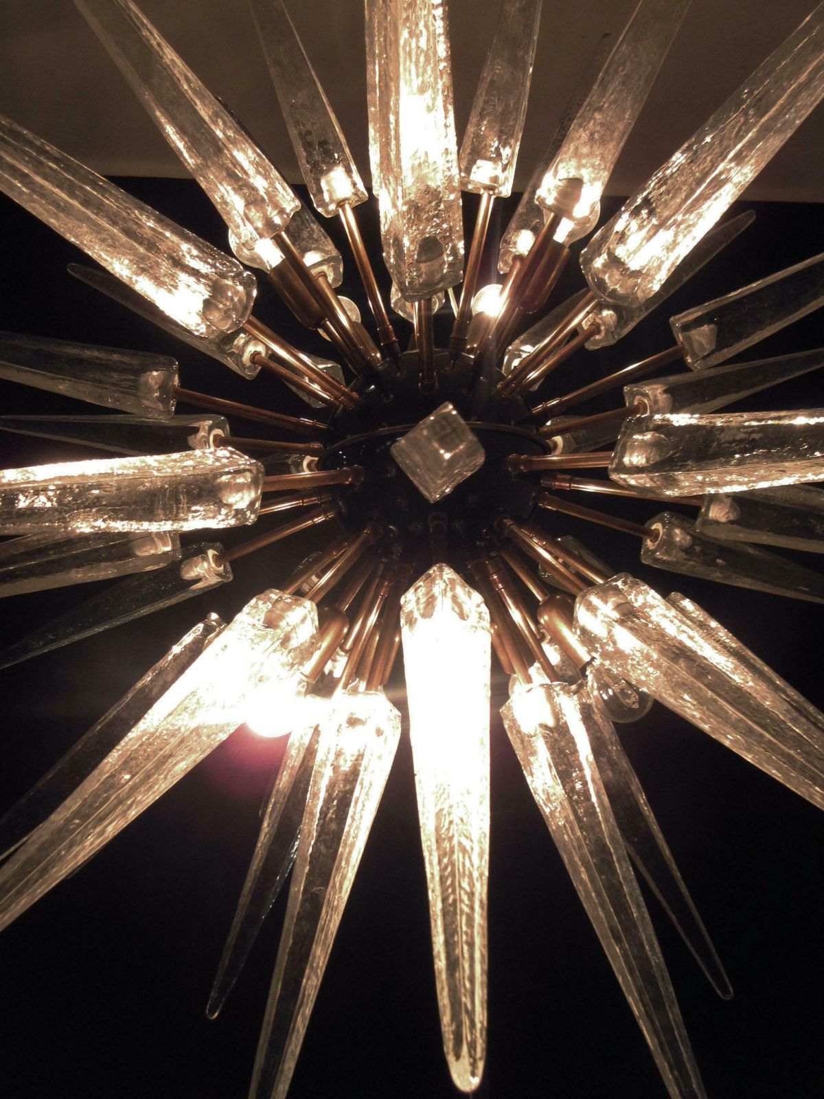 photo vintage Exceptional Pair Of Glass Sputnik Chandeliers, Murano