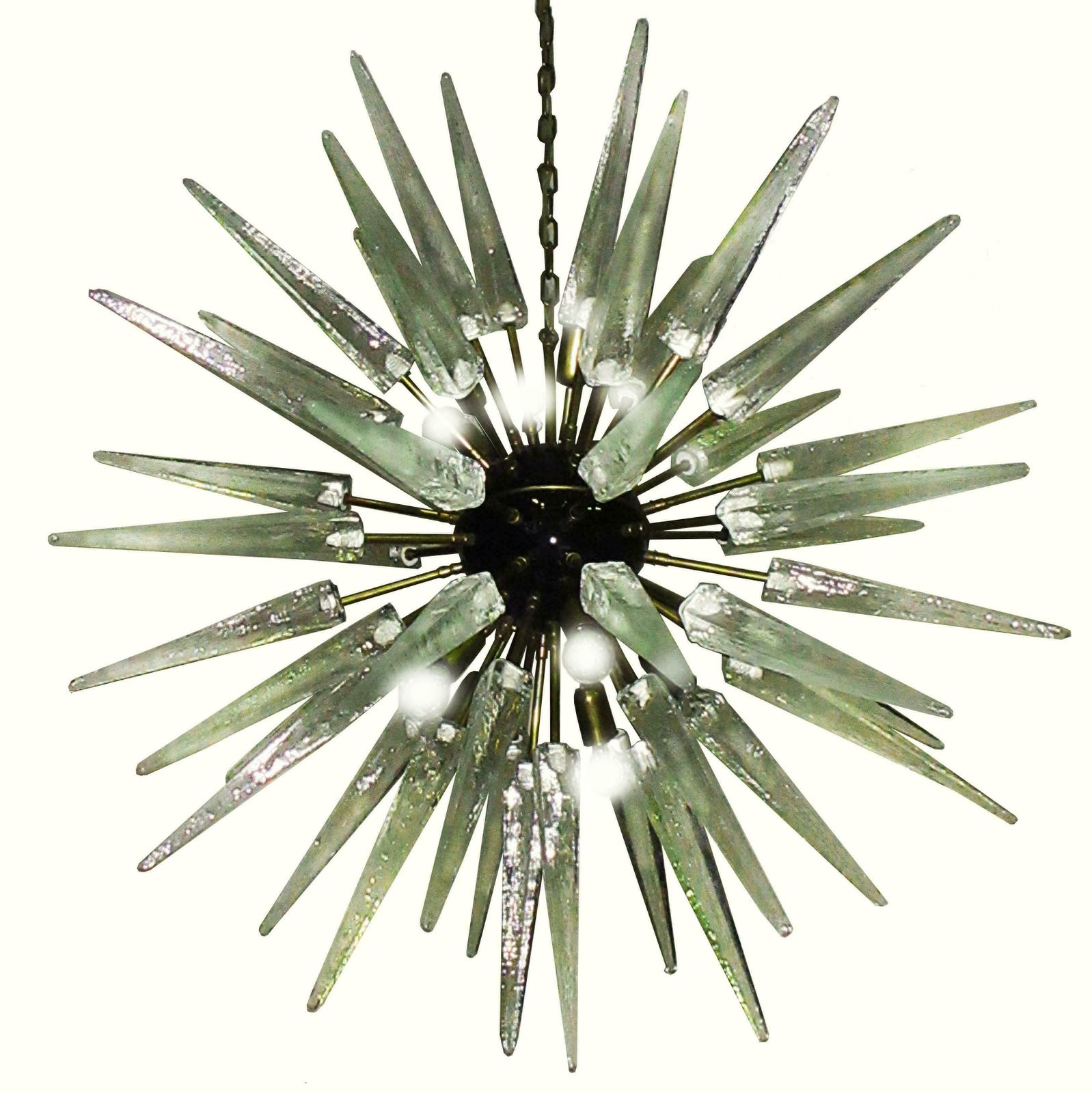Exceptional Pair Of Glass Sputnik Chandeliers, Murano photo for sale