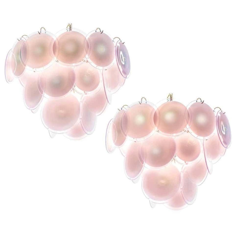 Pair Of Disc Chandeliers By Vistosi, Murano, 1970s photo furniture