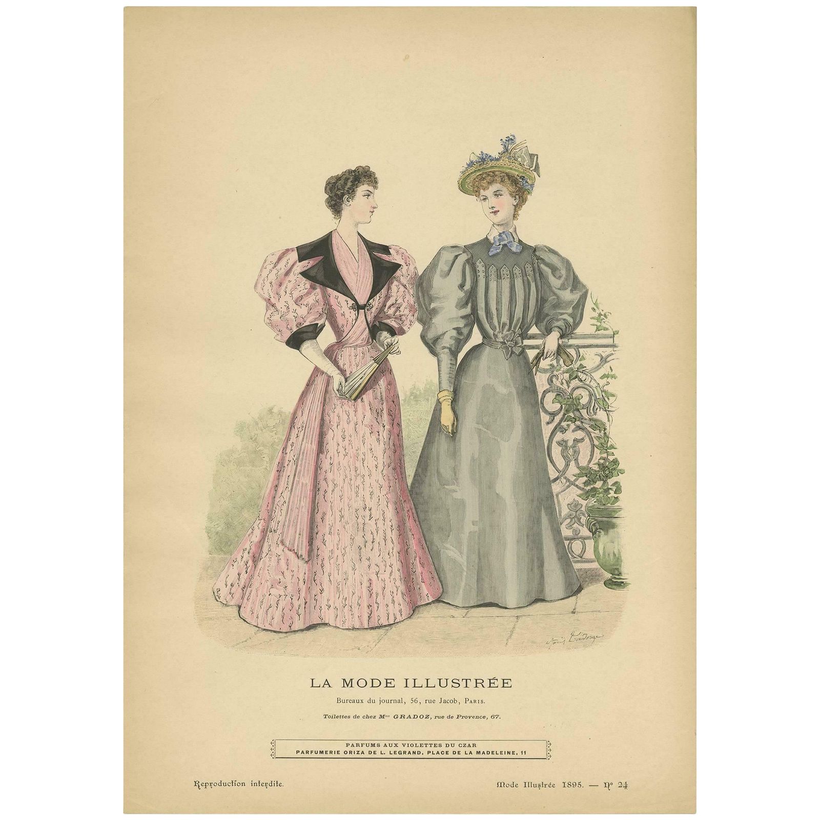 Antique Fashion Print Published By La Mode Illustrée, 1895
