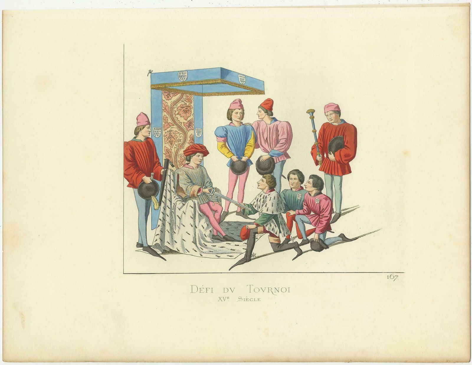 Antique Print Of A Challenge At The Tournament, By Bonnard, 1860 photo Art