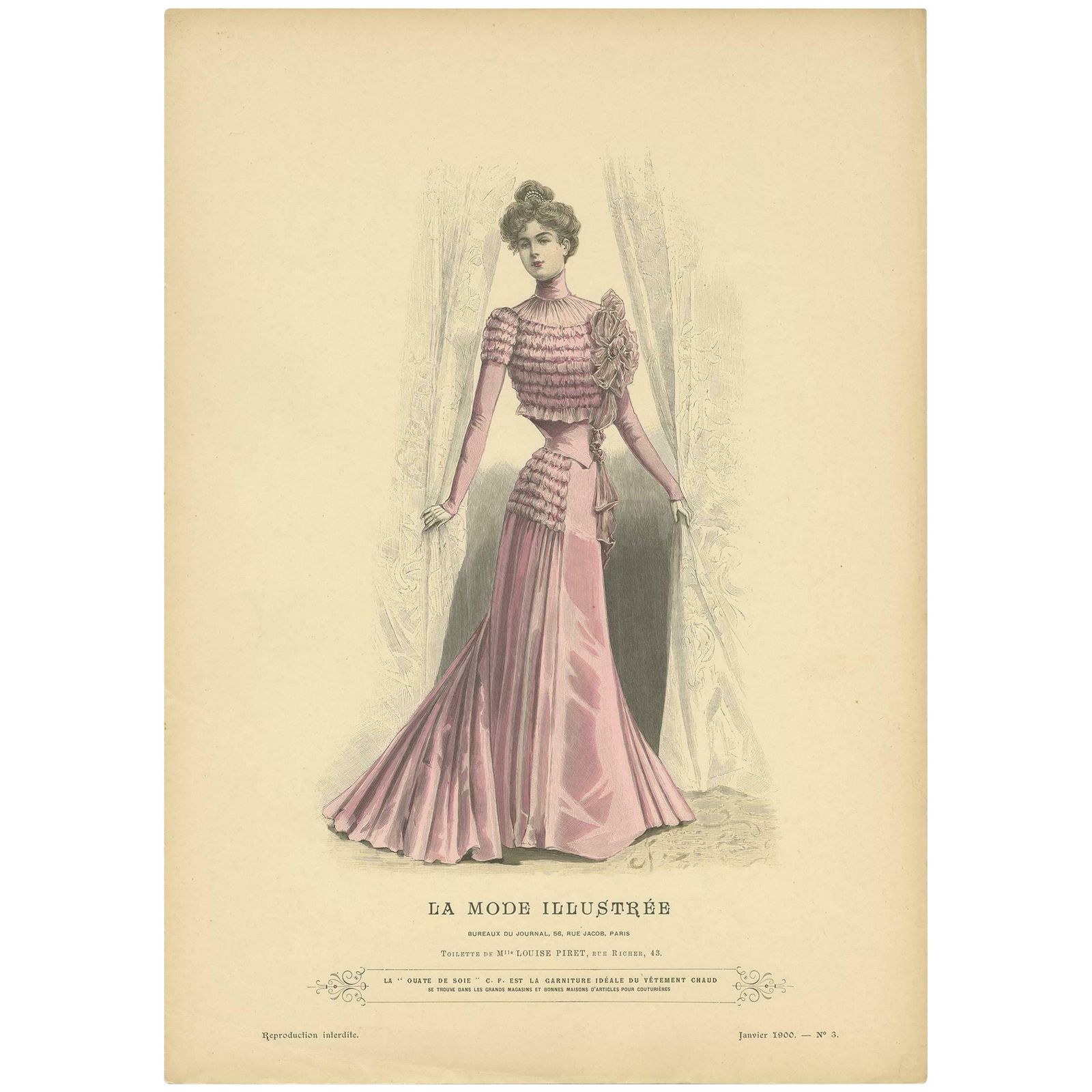 Antique Fashion Print Published By La Mode Illustrée, No. 3, 1900