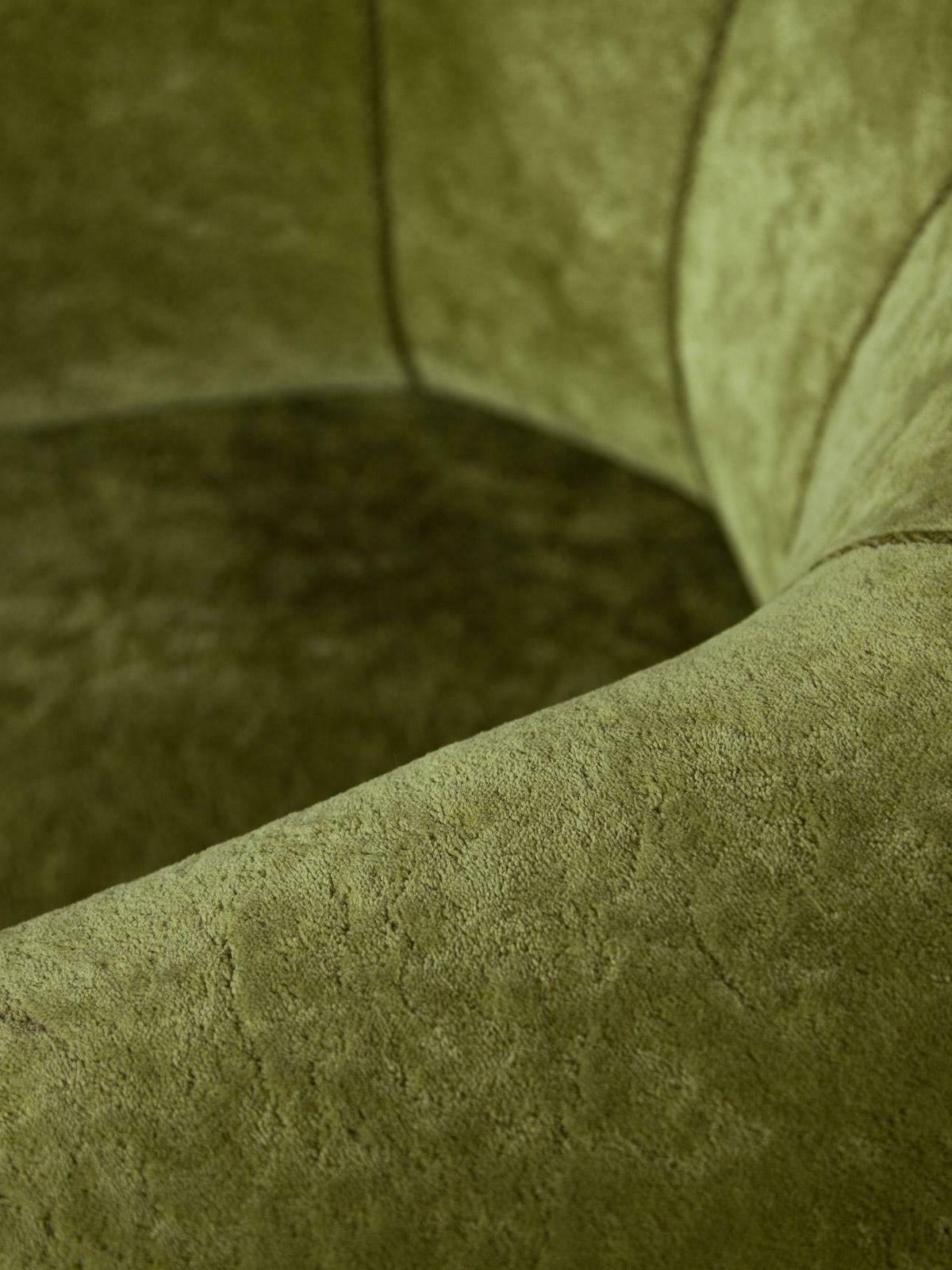 photo for sale Art Deco Lounge Chairs In Green Olive Velvet Upholstery