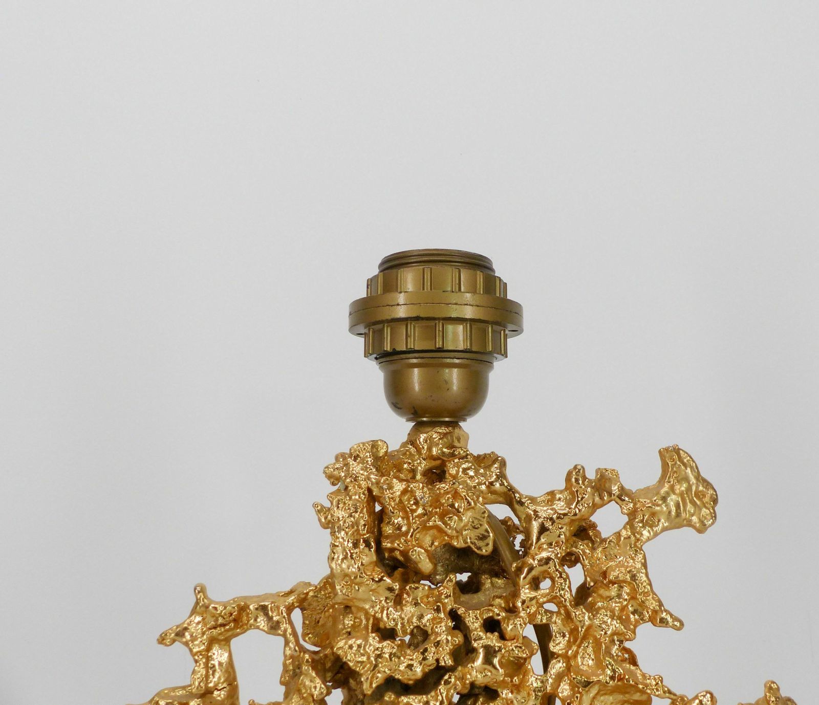 photo for sale Hollywood Regency Lamp Base In Exploded Bronze And Quartz Claude Victor Boeltz 1980