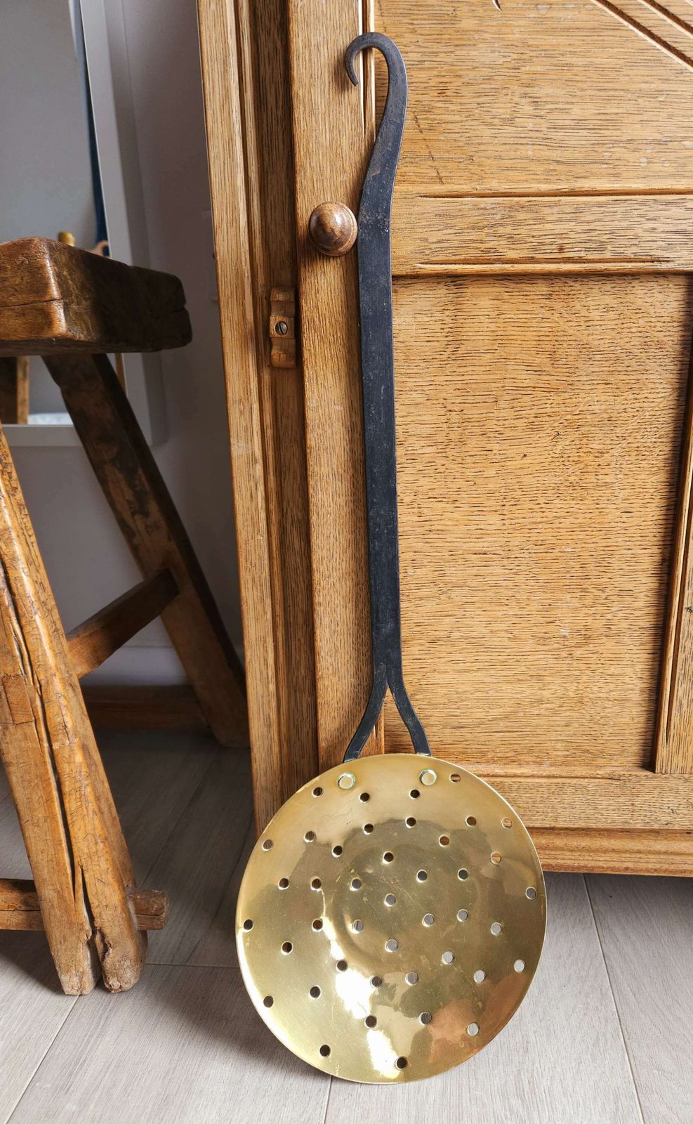 Antique Georgian Brass & Cast Iron Fireside Roaster Or Warmer photo for sale