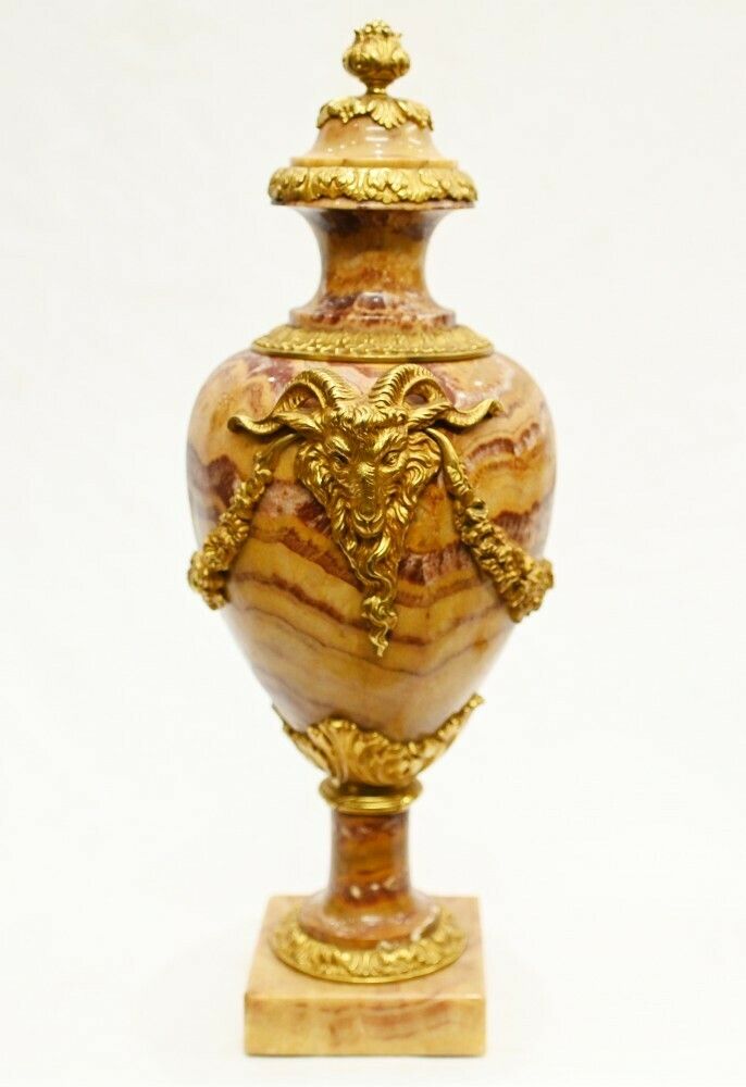 Pair French Marble Urns Cassolettes Decorative Empire Amphora Vase photo 2250.0