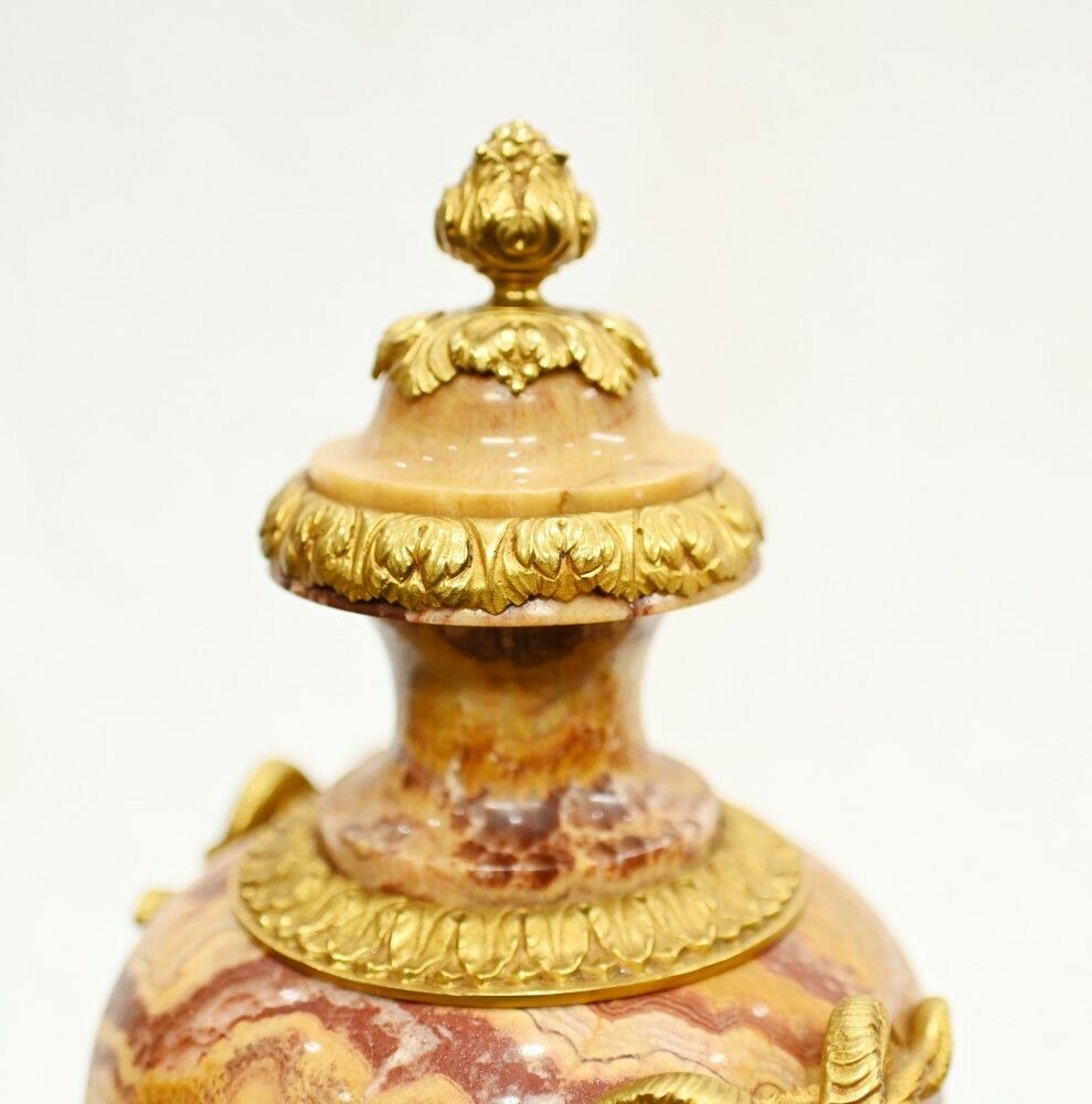 2250.0 Pair French Marble Urns Cassolettes Decorative Empire Amphora Vase photo
