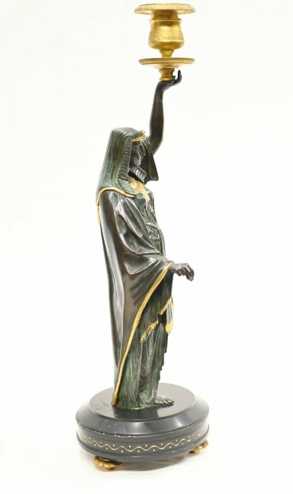 Pair Grand Tour Candelabras Egyptian Figurines Candlesticks 1840 photo buy