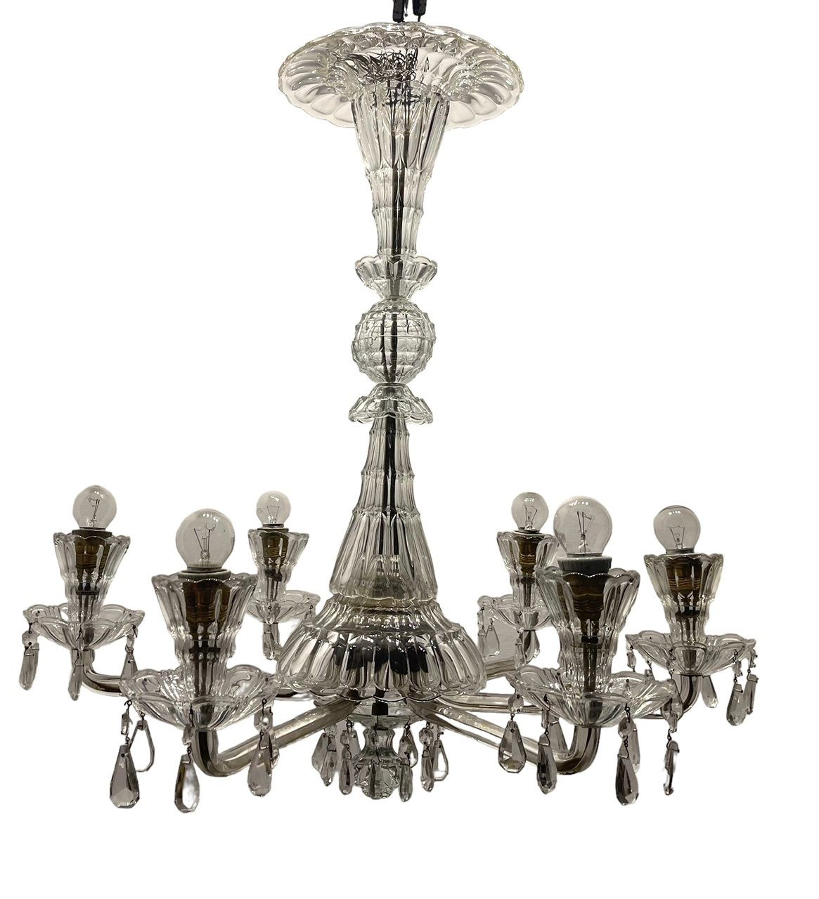 Large Art Deco Murano Glass Chandelier 1940’s photo for sale