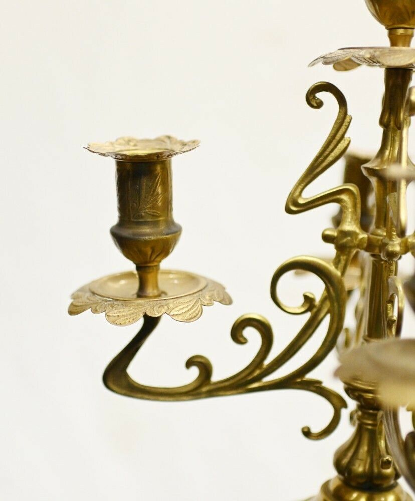 Delft Porcelain Clock Mantle Garniture Gilt Urns photo 1650.0