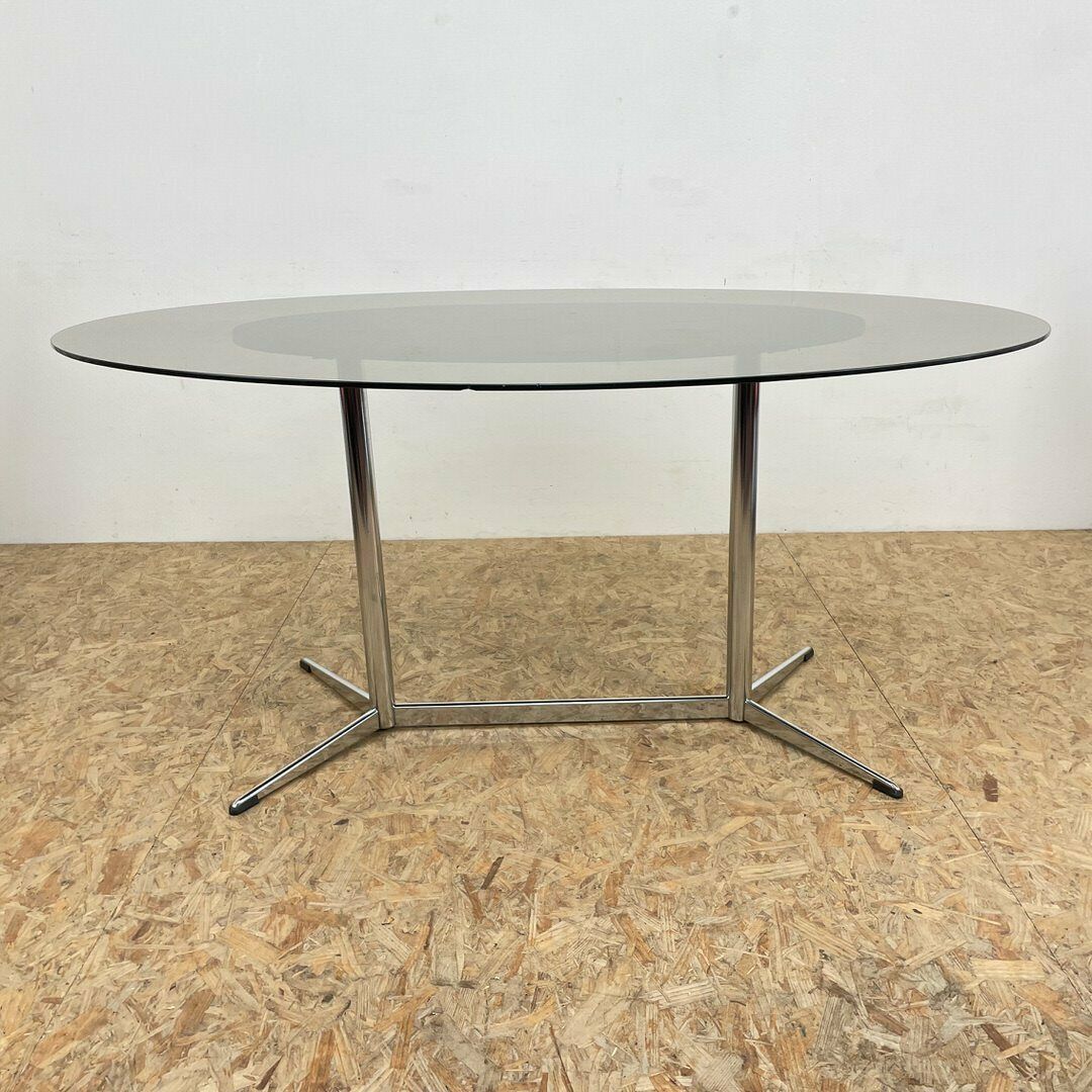 photo for sale Mid Century 1960s Smoked Perspex Chairs And Glass Table