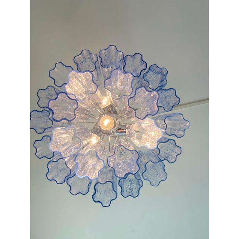 Contemporary Sky Blue Italian Murano Glass “Tronchi” Chandelier photo buy