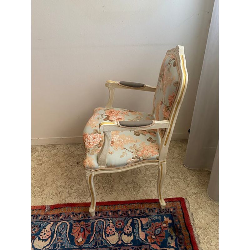 photo for sale Contemporary Ivory And Pink Floral Chair