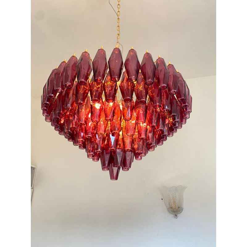 Contemporary Violet Poliedri Murano Glass Chandelier photo Lighting