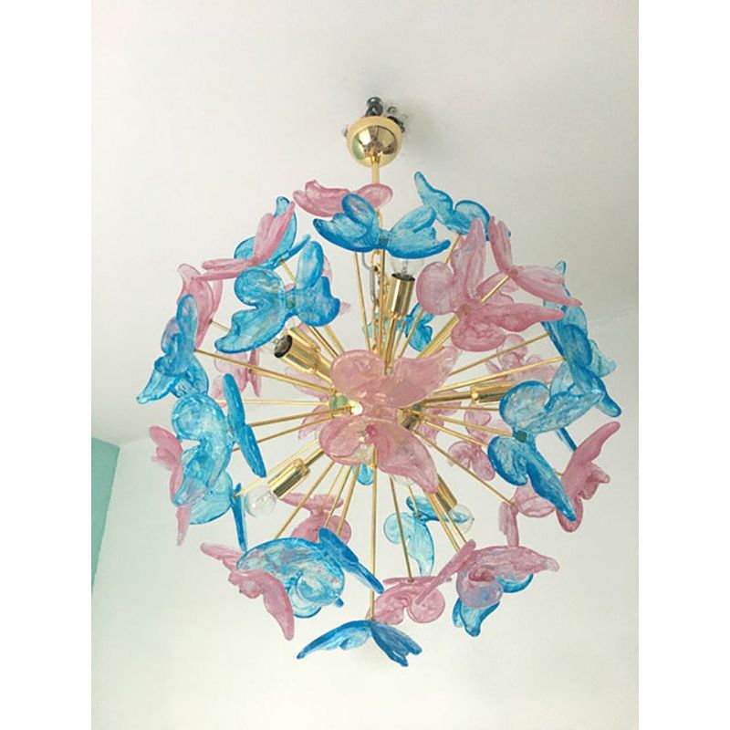 Contemporary Butterfly Sputnik Murano Glass Italian Handmade Chandelier photo for sale