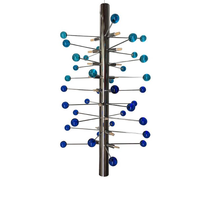 Contemporary Light Blue And Blue “Cactus” Murano Glass Sputnik Chandelier photo furniture
