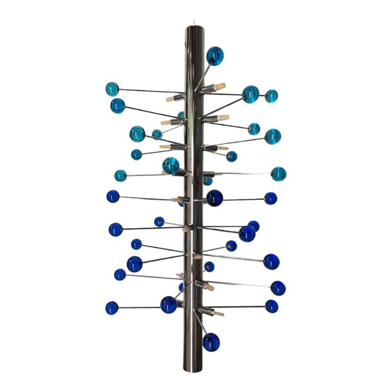 Contemporary Light Blue And Blue “Cactus” Murano Glass Sputnik Chandelier photo for sale