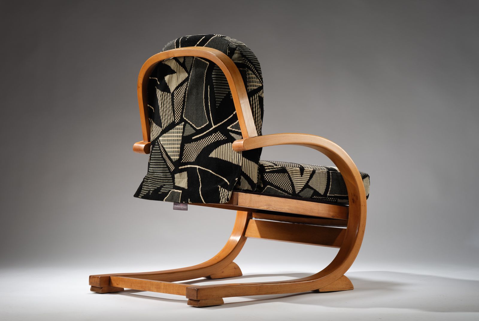Unusual Noir 1930’s Deco ‘Famulus’ Hoop Armchair By J.P. Hully, England 1930’s, photo furniture