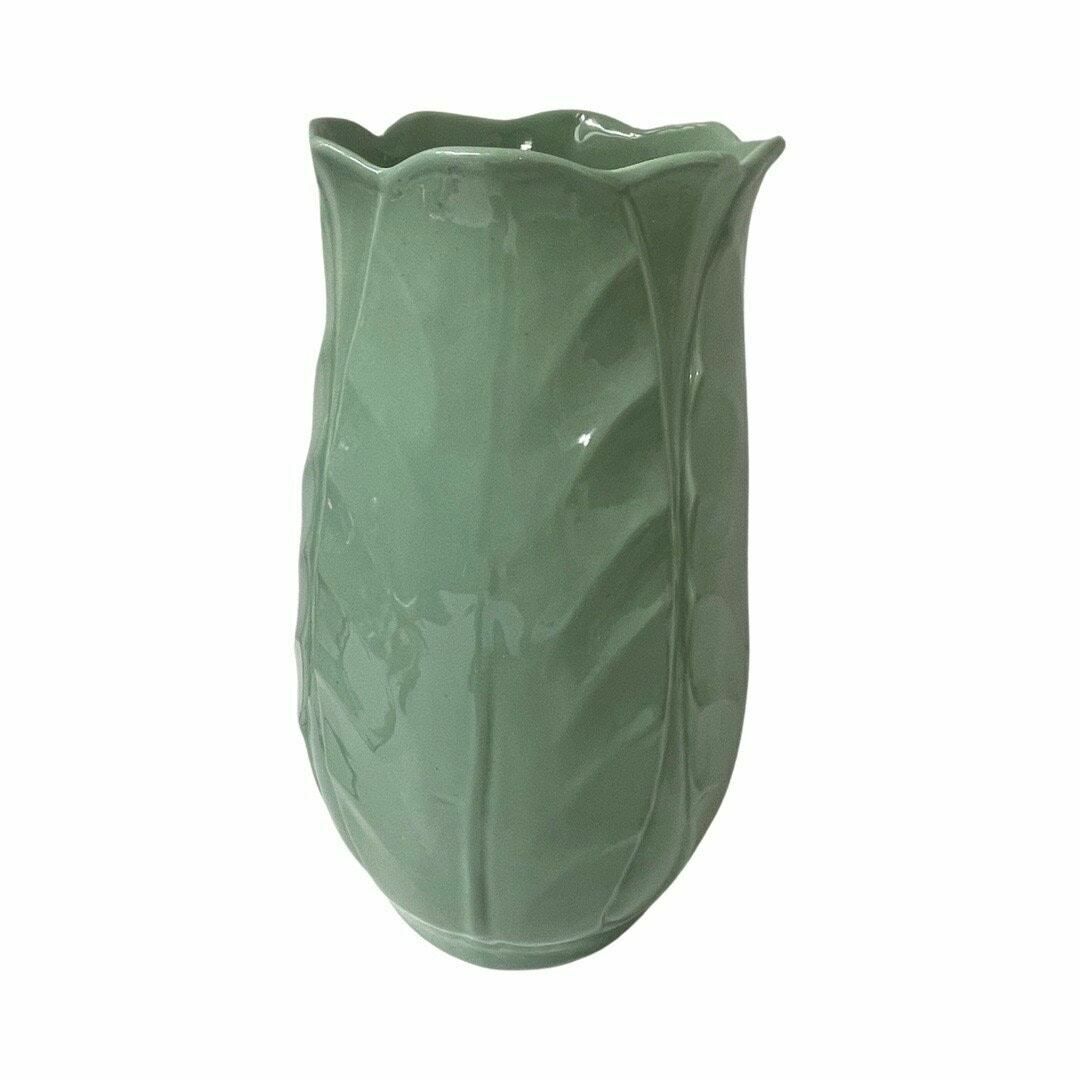 Mid Century Modern   Large   Ceramic Vase   Leaf Pattern And Glazed On Both The In  And Outside   Made In Italy photo for sale