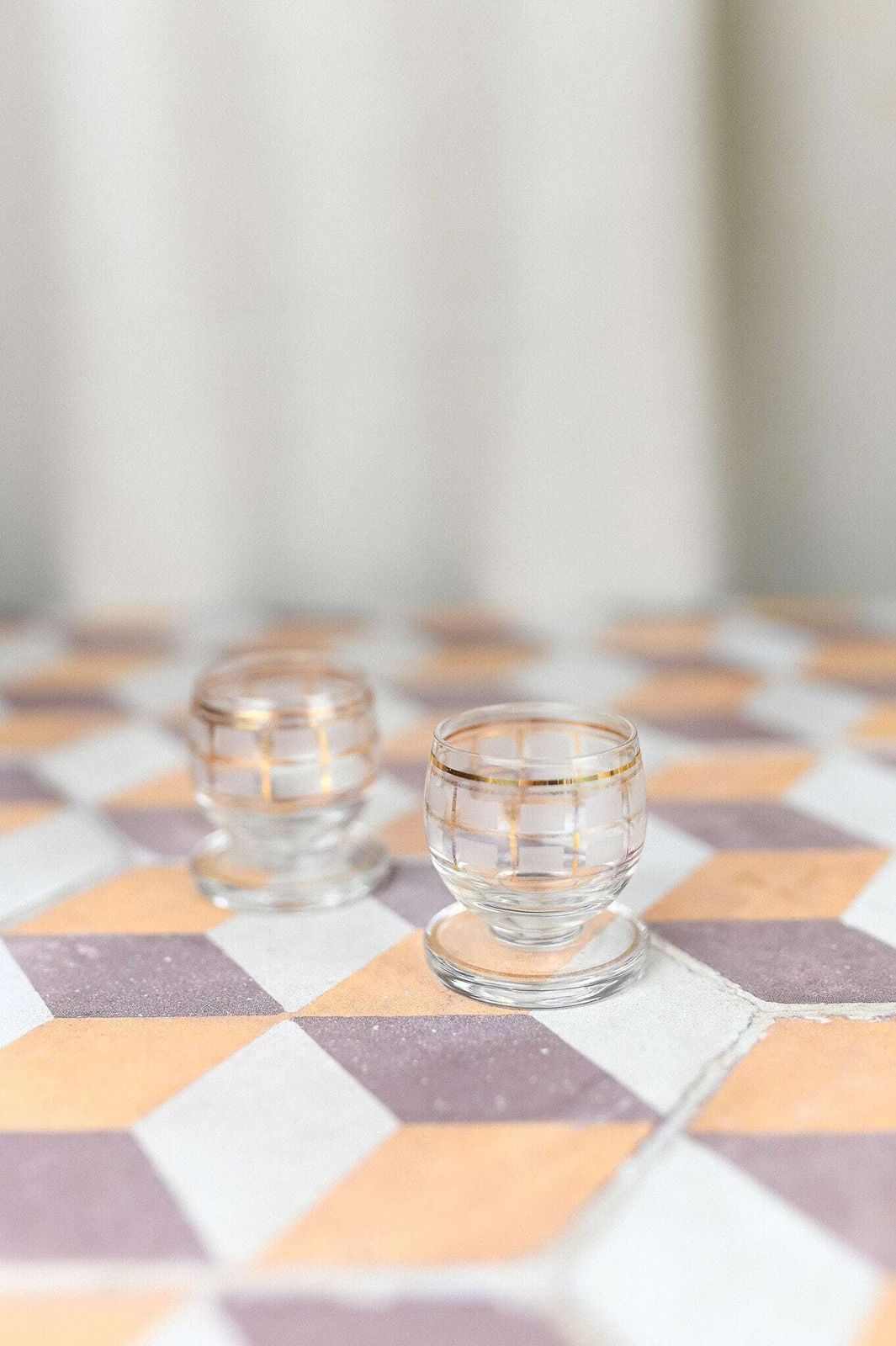 Glass Liquor Carafe/Decanter With 6 Shot Glasses, Made In France, Circa 1950 photo vintage
