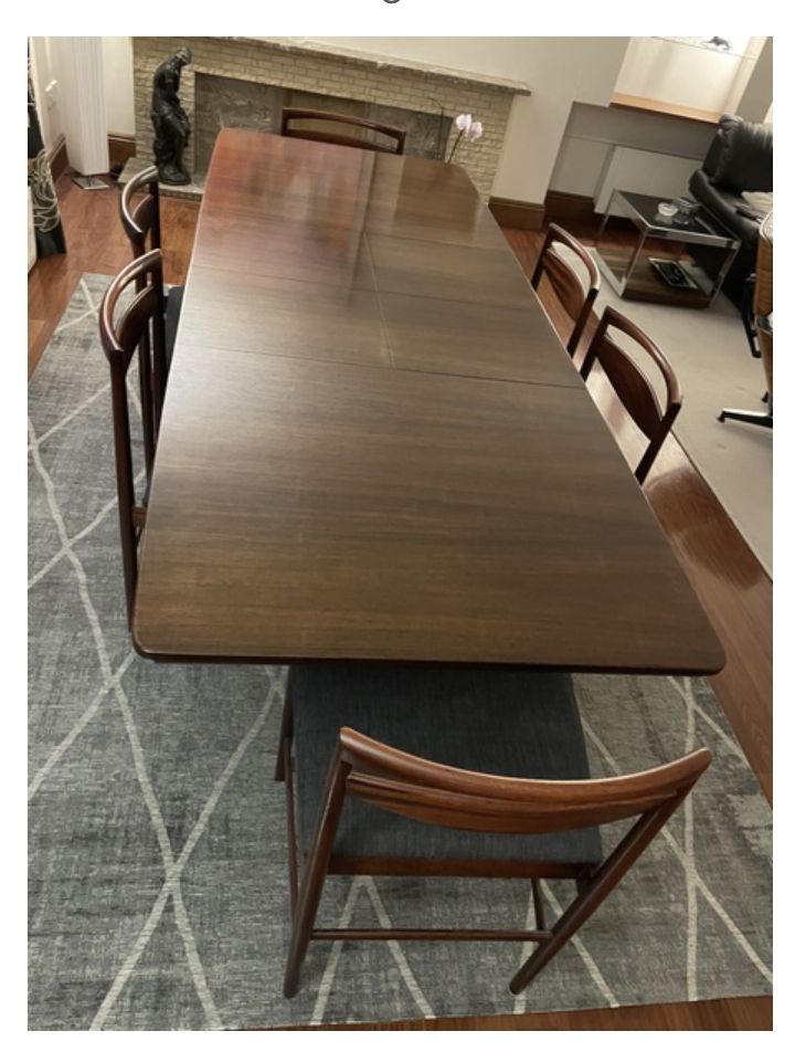 Mid Century Rosewood 3t Extending Dining Table And 6 Chairs