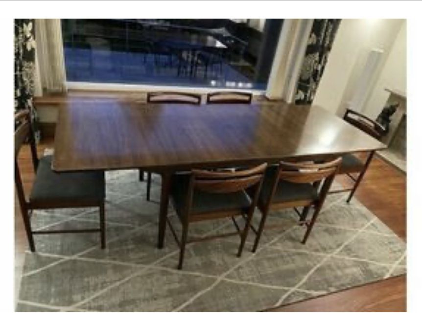 Mid Century Rosewood 3t Extending Dining Table And 6 Chairs photo for sale