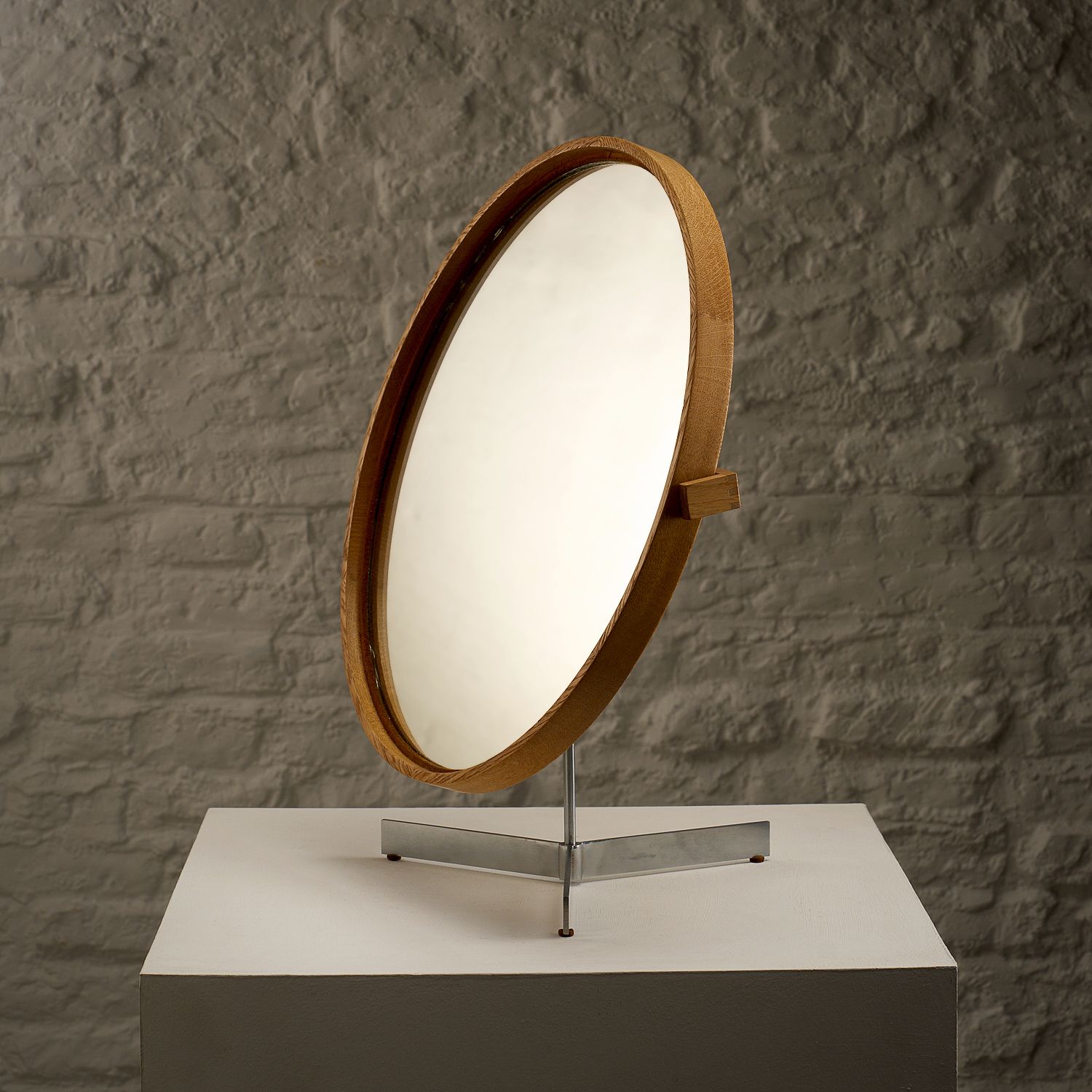 Oak And Metal Table Mirror By Uno And östen Kristiansson, Sweden, 1960s photo furniture