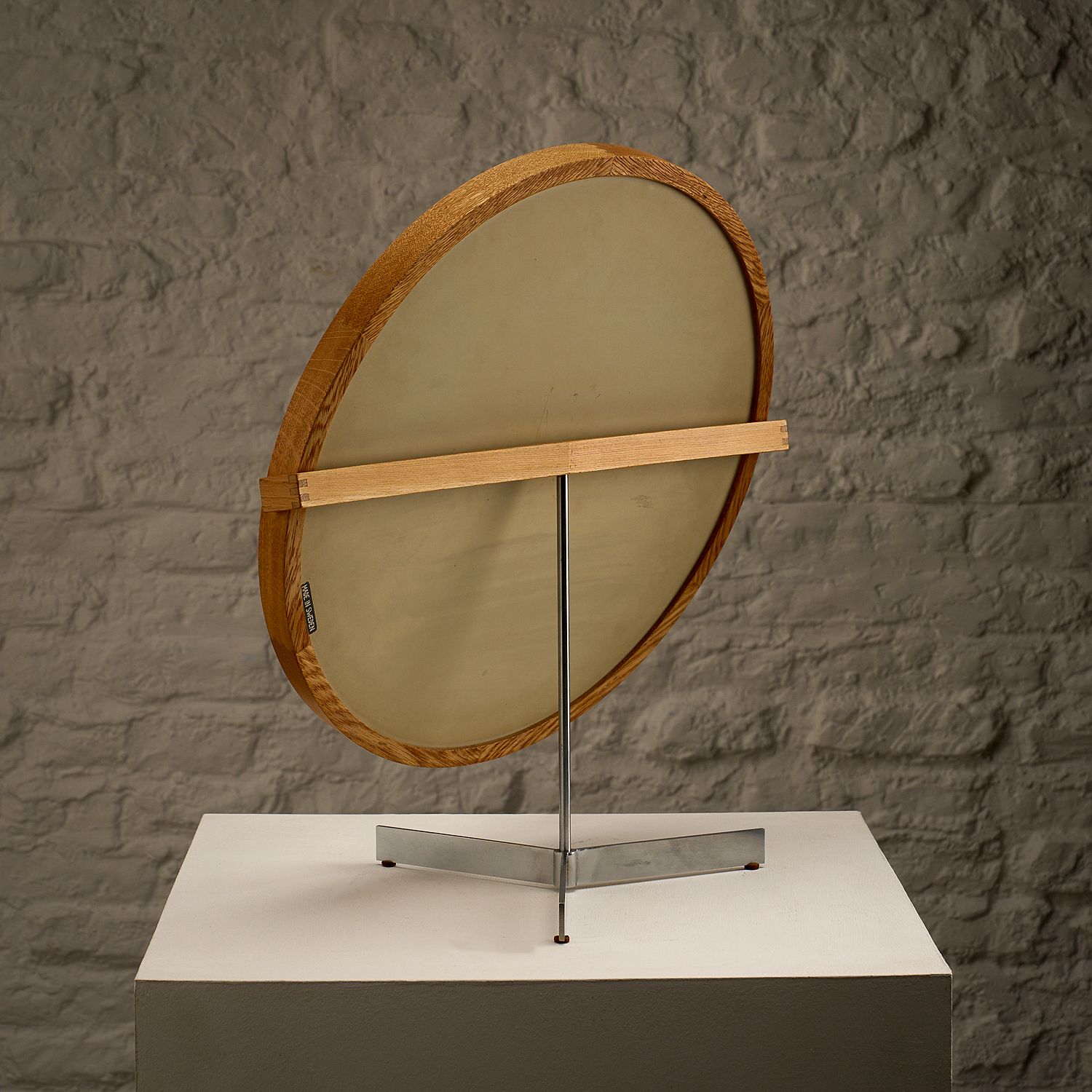 Oak And Metal Table Mirror By Uno And östen Kristiansson, Sweden, 1960s photo buy