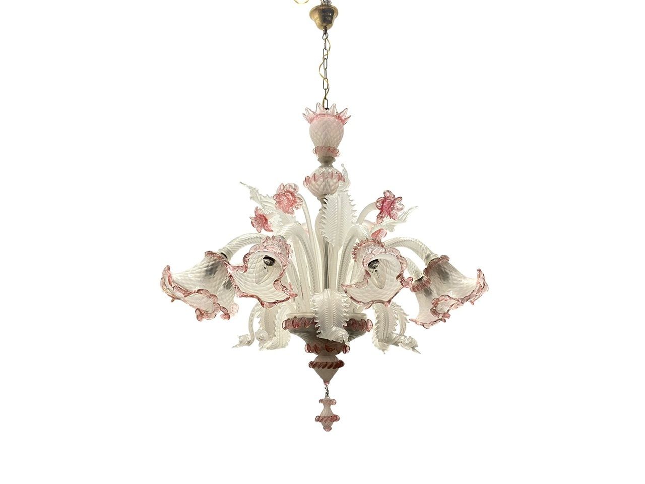 Large Blossom Pink Venetian Chandelier 1960’s