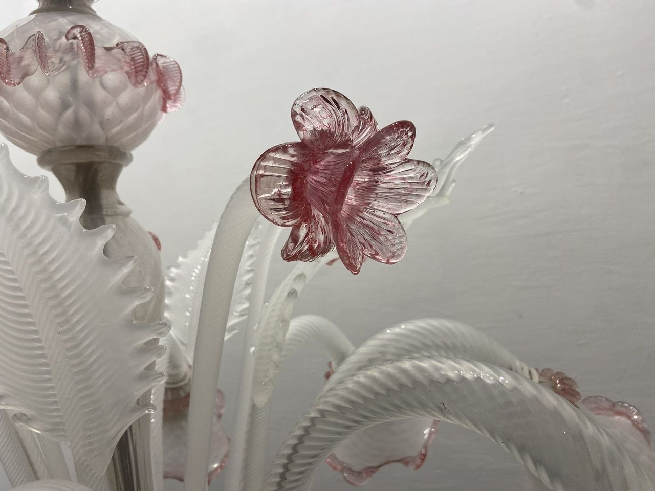 Large Blossom Pink Venetian Chandelier 1960’s photo vintage